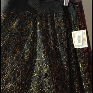 LuLaRoe Lola Skirt Medium Black Lace with Gold NWT